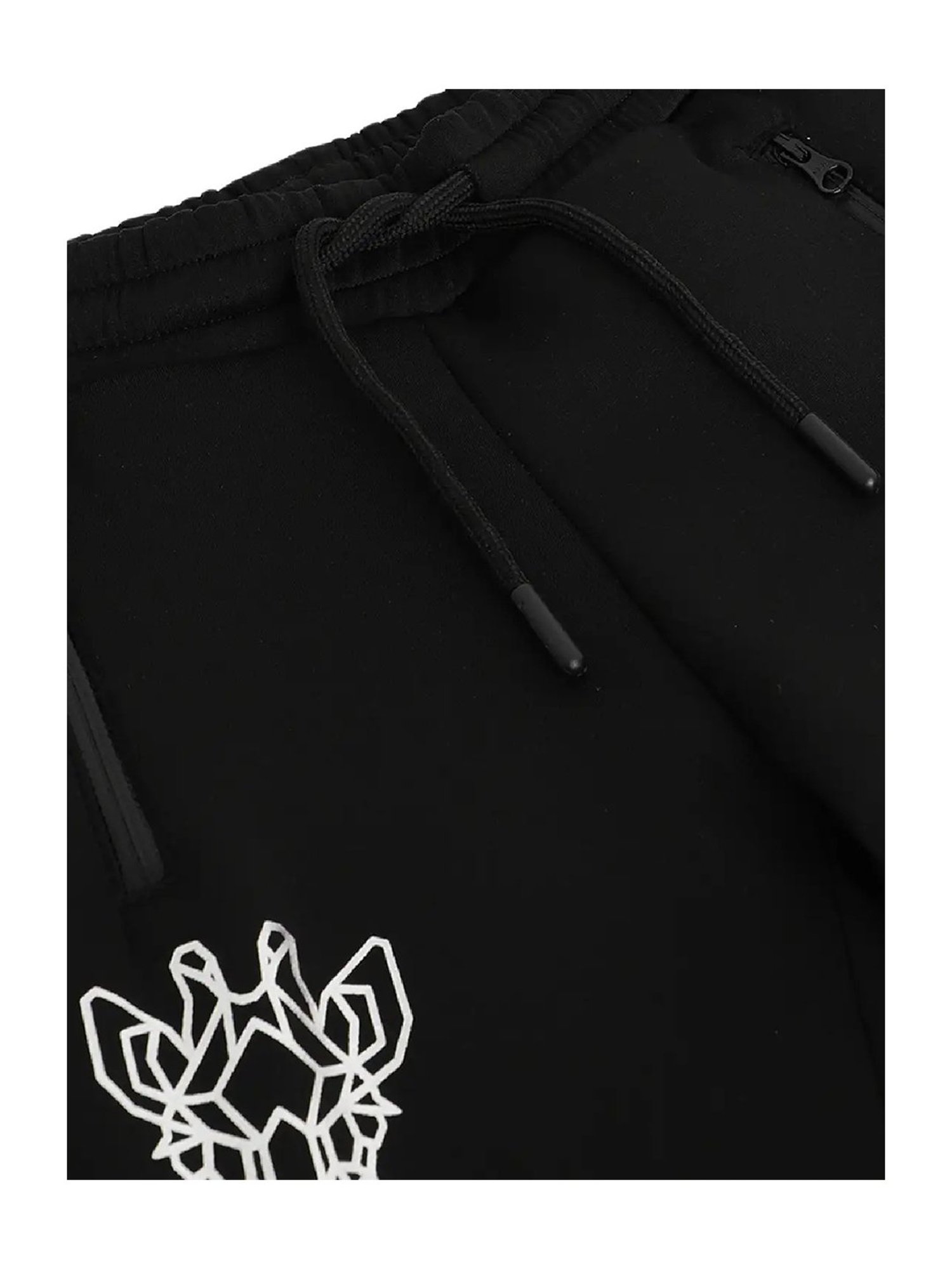 Blue Giraffe Boys Black Solid Trackpants