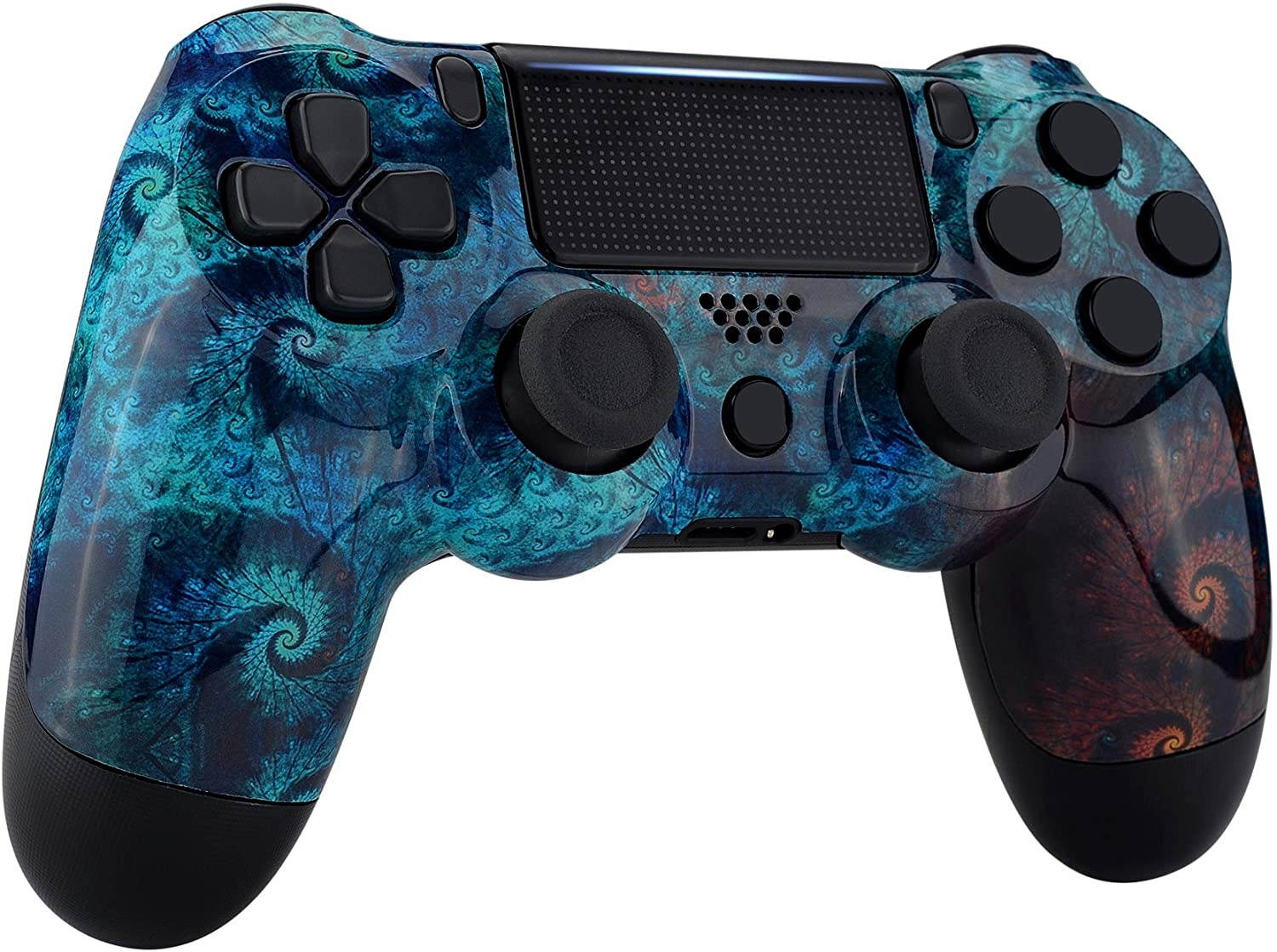 eXtremeRate Spiral Patterned Front Housing Shell Case, Glossy Faceplate Cover Replacement Kit for Playstation 4 PS4 Slim PS4 Pro CUH-ZCT2 JDM-040 JDM-050 JDM-055 Controller - Controller NOT Included