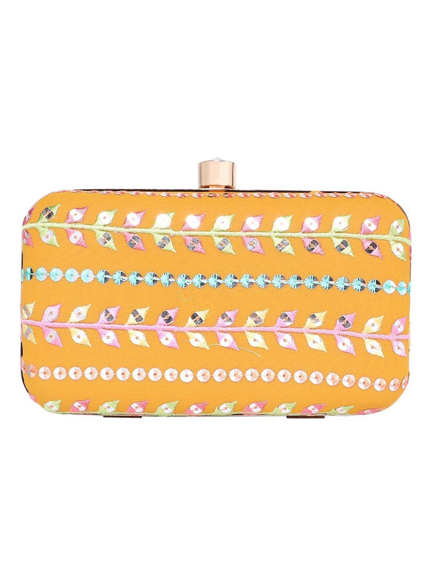 Horra Orange Embellished Clutch
