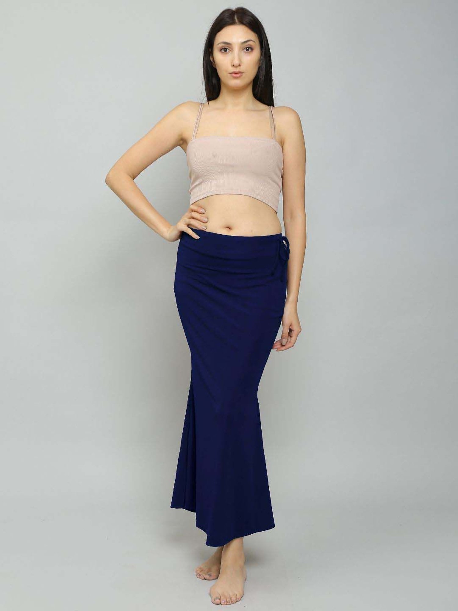 N-Gal Navy Plain Saree Shapewear