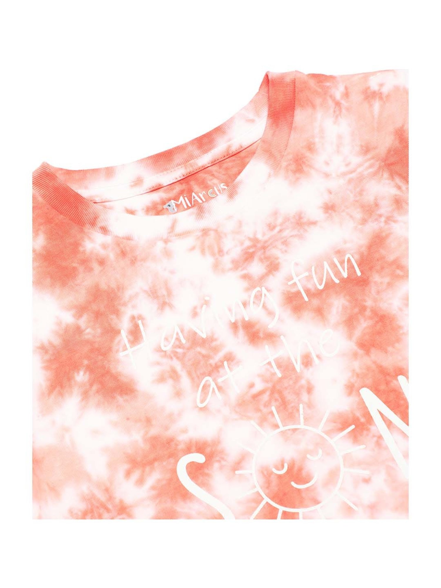 MiArcus Kids Orange & White Cotton Over Dyed T-Shirt