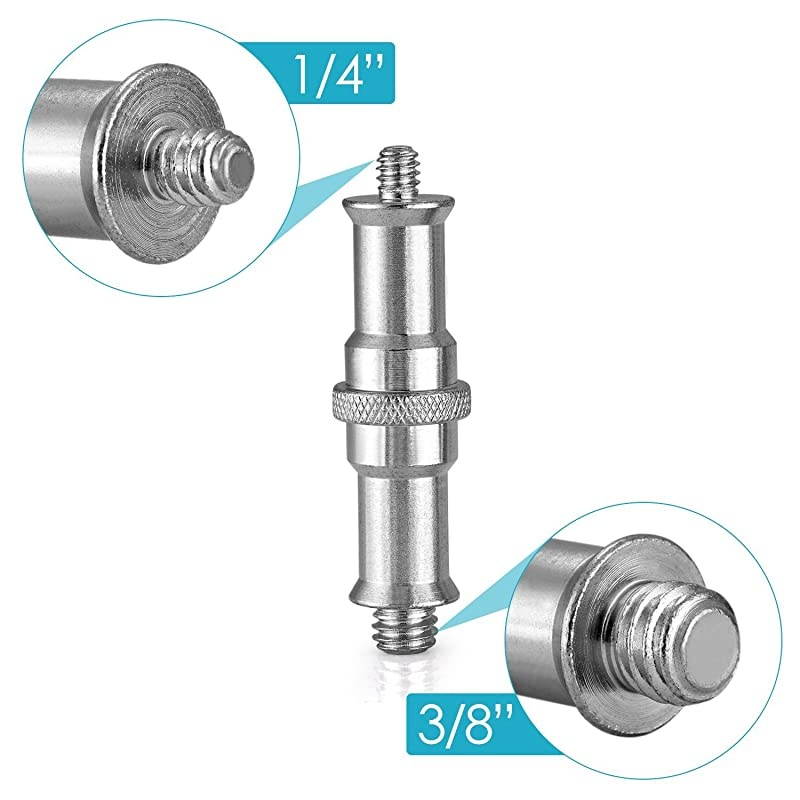 2 Pieces Standard 1/4 to 3/8 inch Metal Male Convertor Threaded Screw Adapter Spigot Stud for Studio Light Stand, Hotshoe/Coldshoe Adapter, Ball Head, Wireless Flash Receiver, Trigger