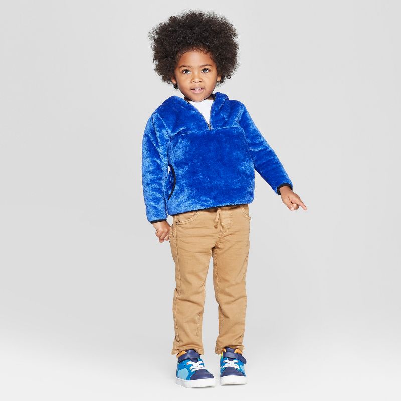 Toddler Boys' Teddy Bear Fleece Hoodie - Cat & Jack™ Blue 12M