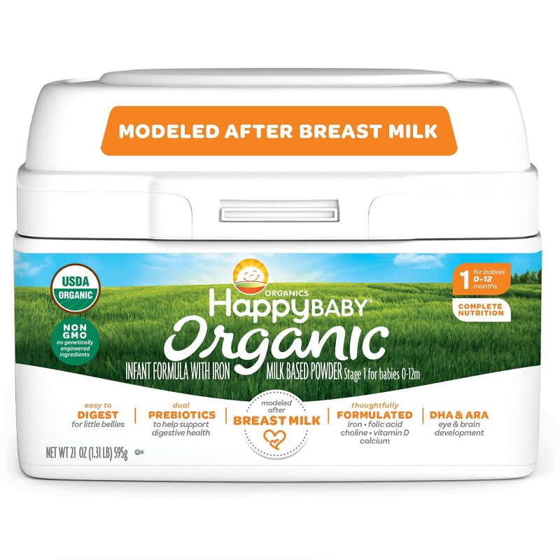 HappyBaby Organic Infant Formula with Iron Milk Based Powder - 21oz