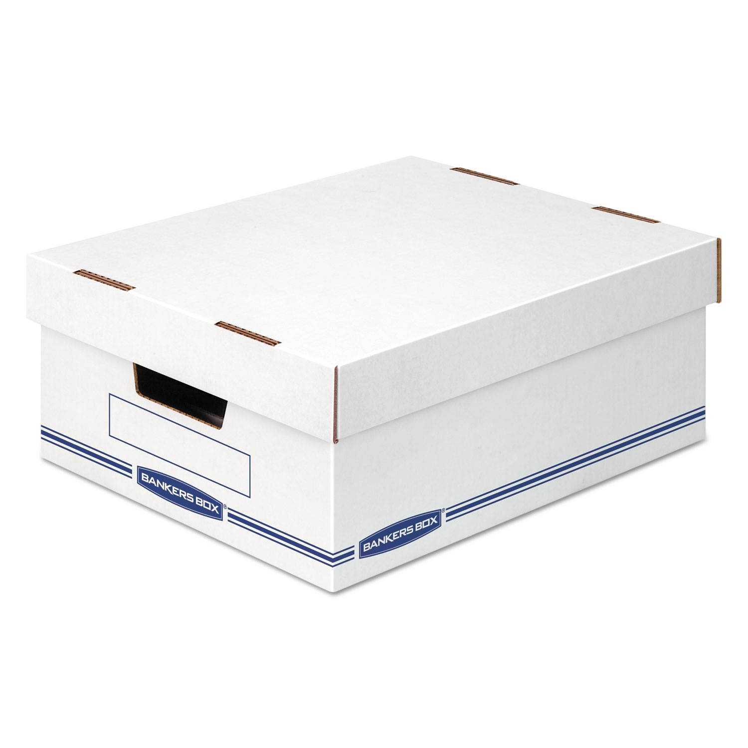 Bankers Box 4662301 Organizer Storage Boxes, Large, White/Blue, 12/Carton