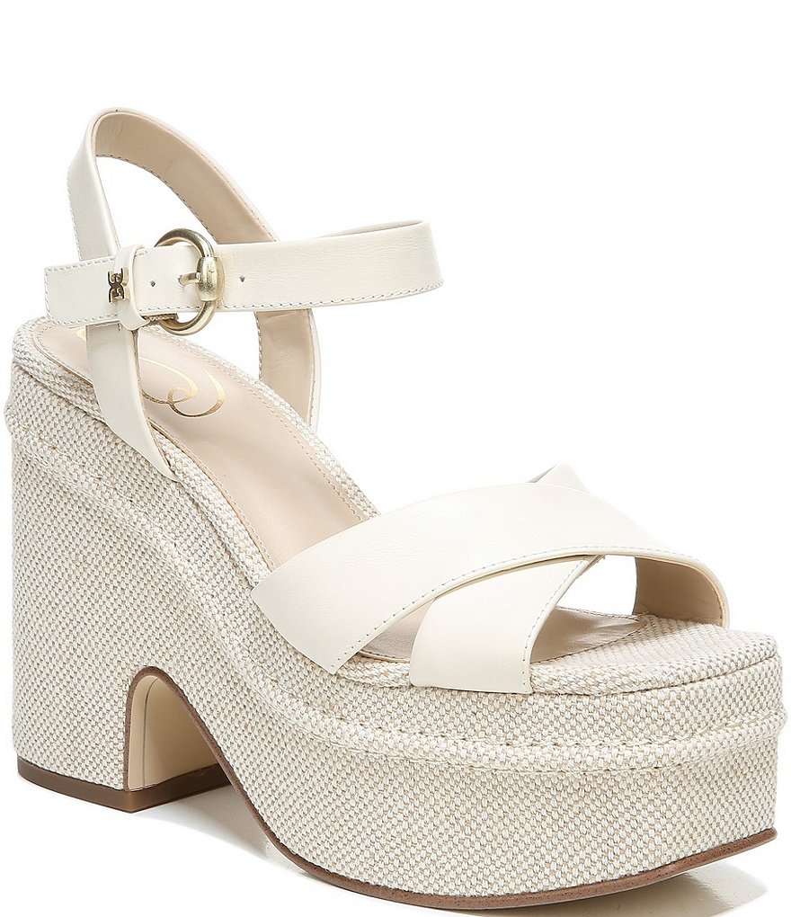 Sam Edelman Trianna Suede Quarter Strap Fabric Wrapped Platform Sandals