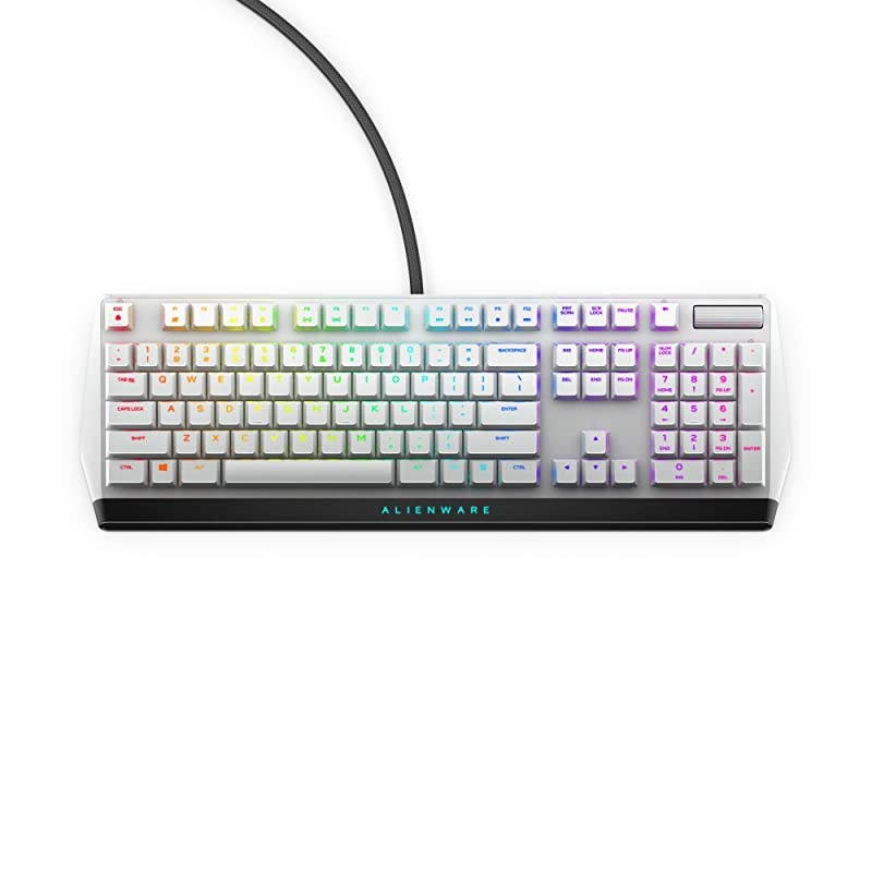 New  Low-Profile RGB Gaming Keyboard AW510K Light, Alienfx Per Key RGB Lighting, Media Controls and USB Passthrough, Cherry MX Low Profile Red Switches, Lunar Light