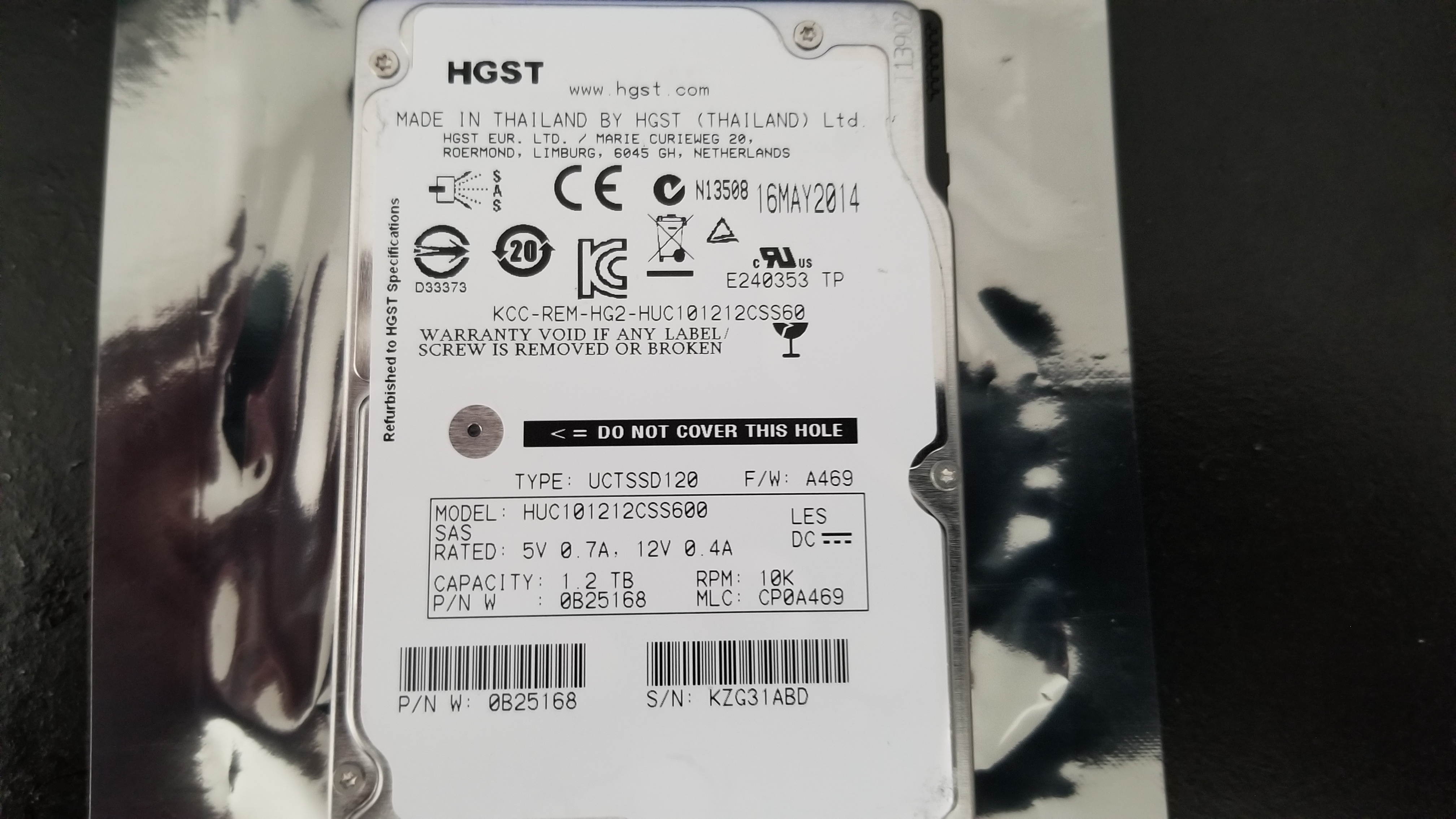 HGST Ultrastar C10K1200 HUC101212CSS600 1.20 TB 2.5" Internal Hard Drive