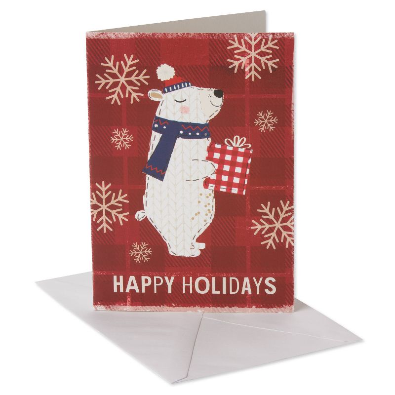 Carlton Cards 14ct Polar Bear with Present Boxed Cards