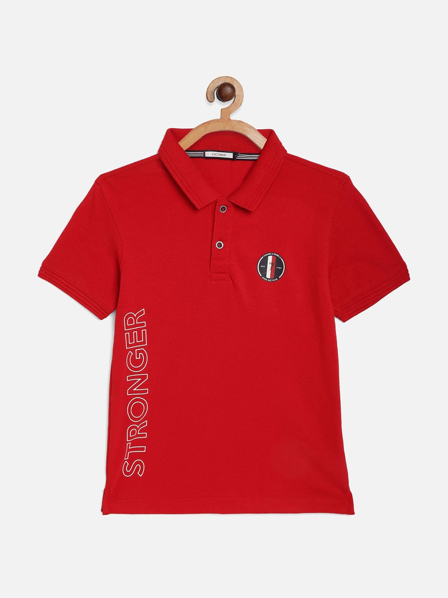 Octave Kids Red Graphic Print Polo T-Shirt