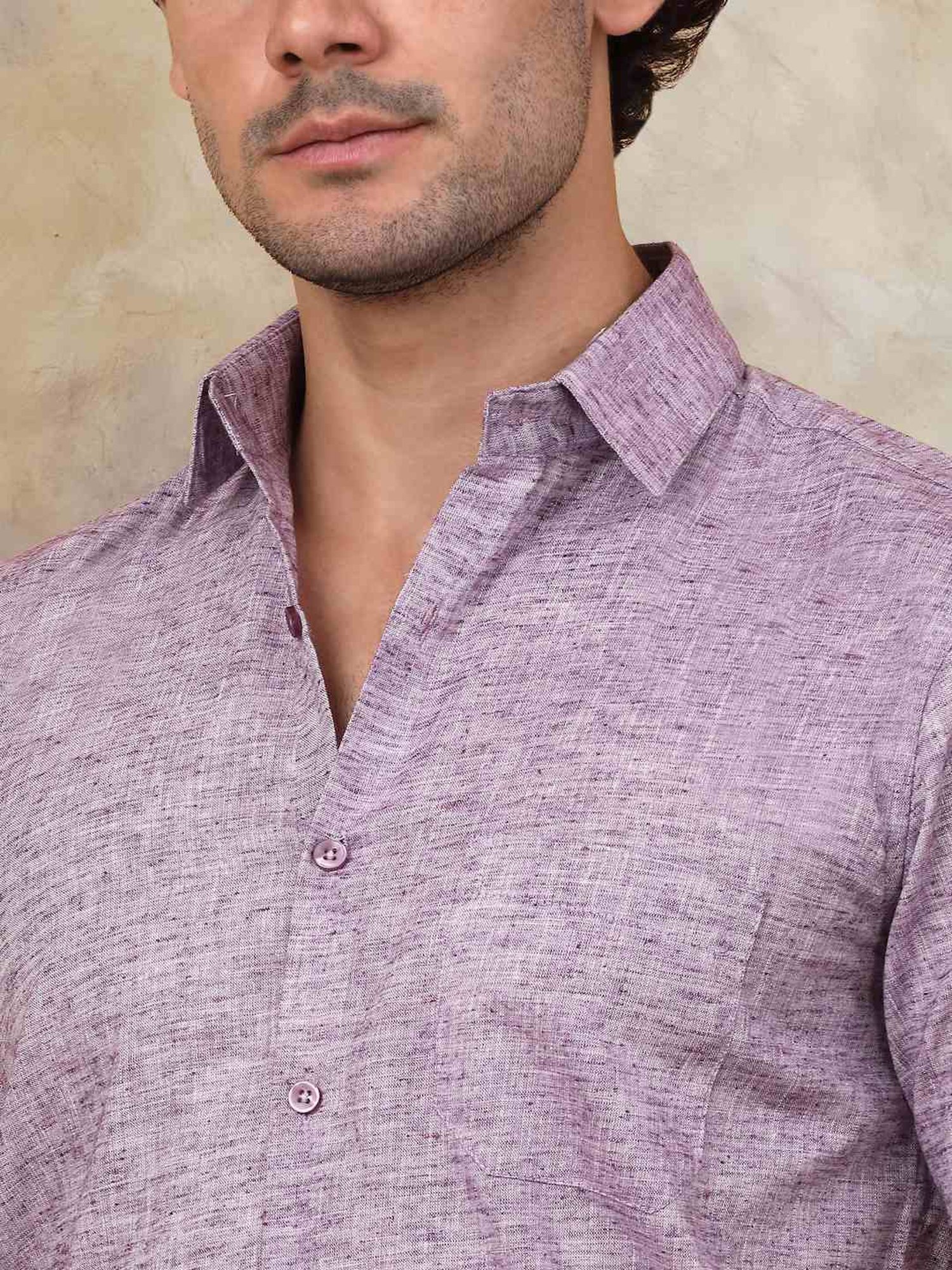Indian Needle Purple Ragular Fit Texture Shirt