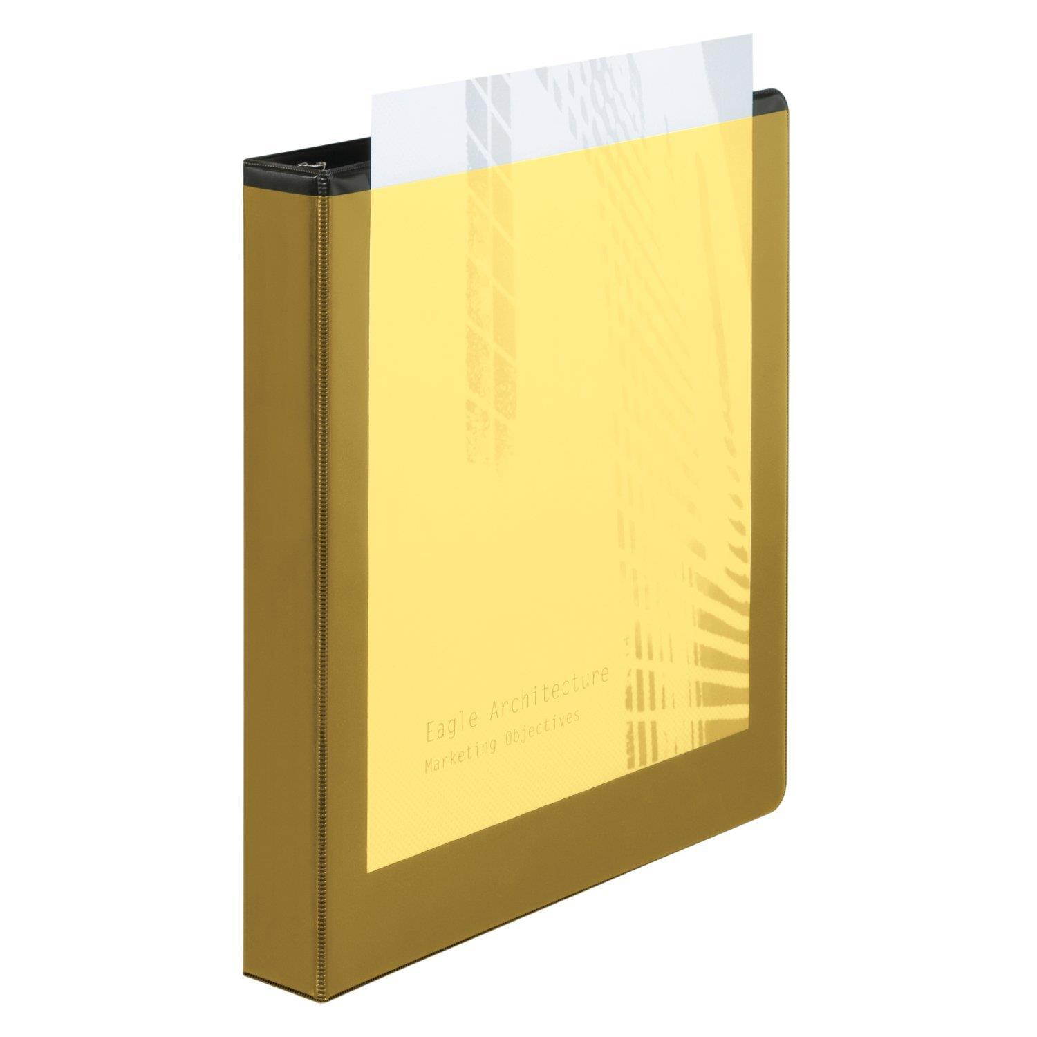 Wilson Jones Tinted View Round Ring Binder, 1 Inch, Customizable, Black with Assorted Color Overlay, Case of 6 (W68552BPP)