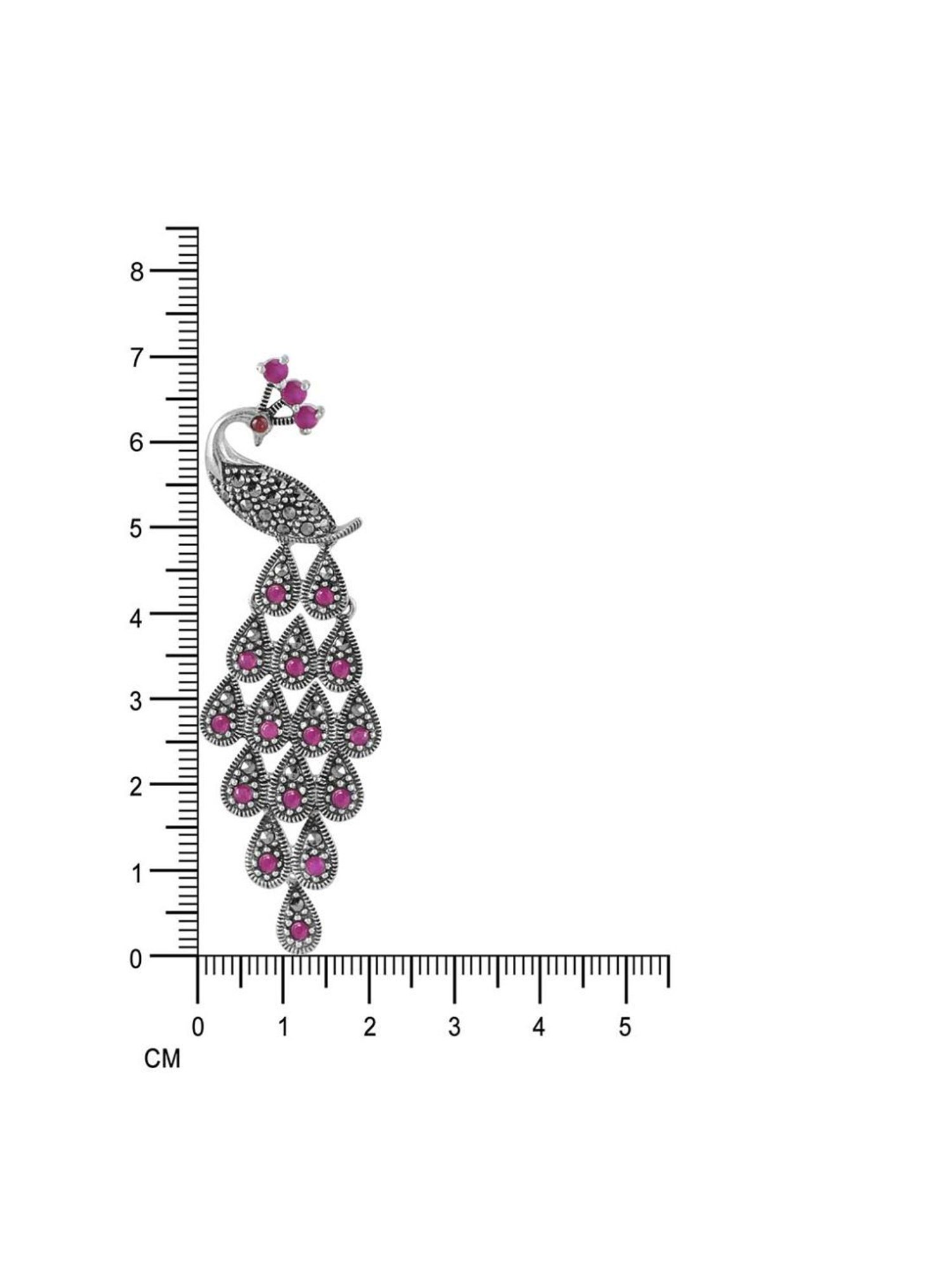 Rihi by P.C. Chandra Jewellers 925 Silver Pink Stone Peacock Pendant with Earring Set for Women