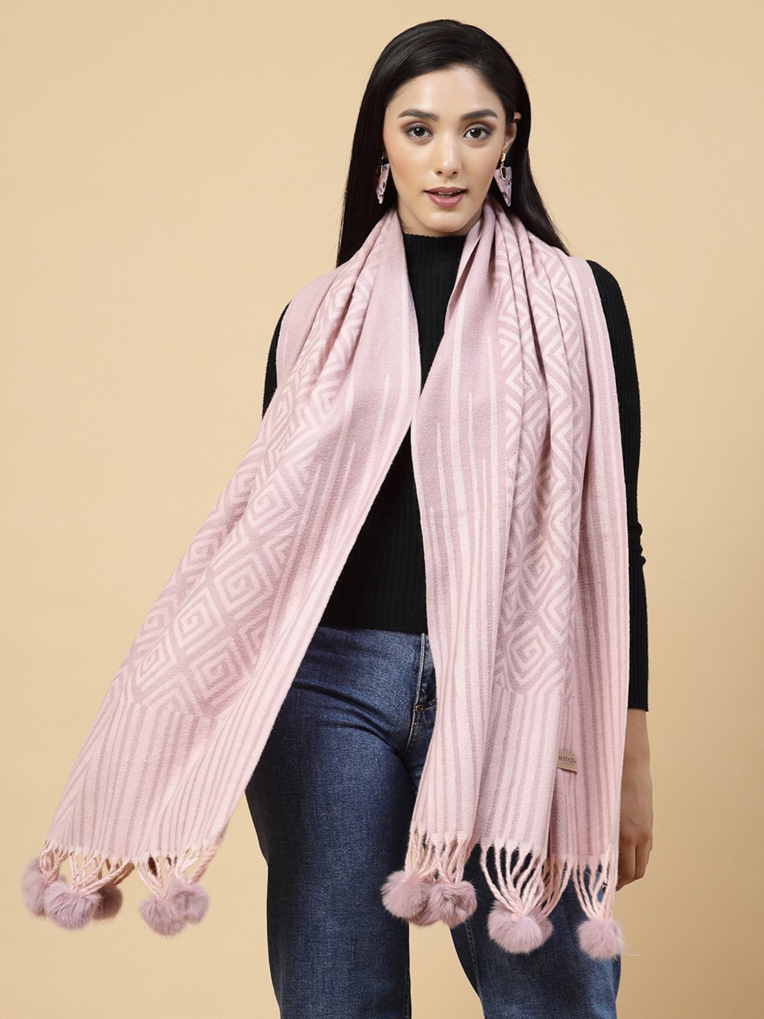 Mafadeny Pink Printed Stole