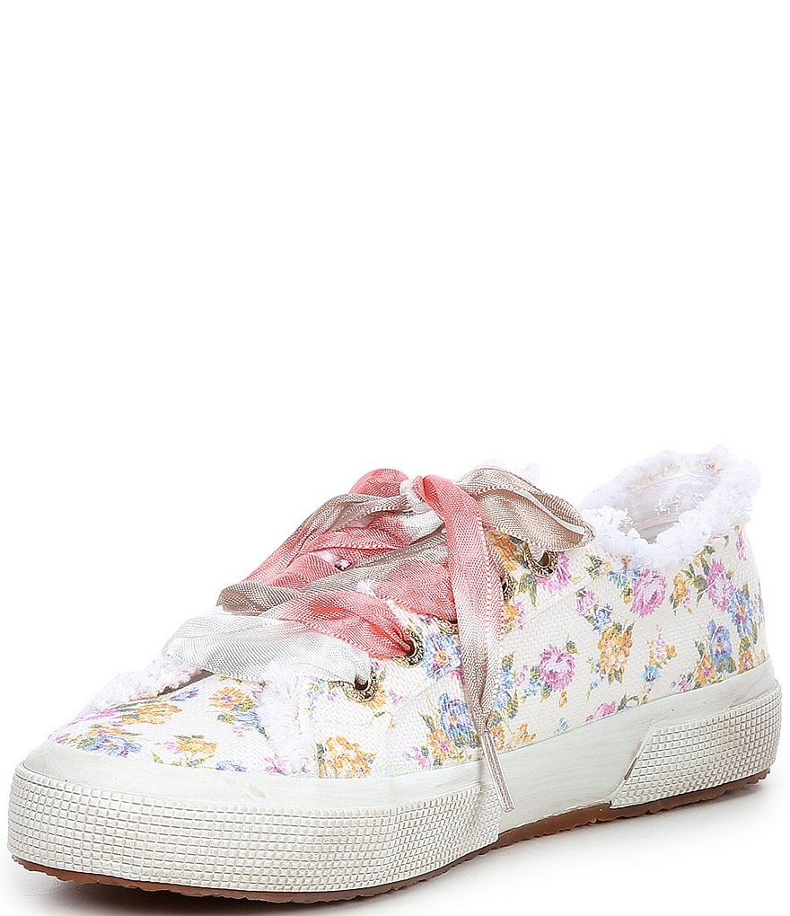 Superga x LoveShackFancy 2750 Flowers Fringed Distressed Sole Sneakers
