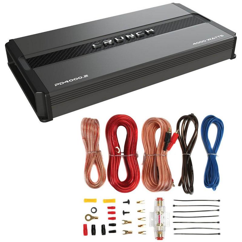 Crunch Power Drive 4000W 2 Channel Class A/B Amplifier PD4000.2 + Amp Wiring Kit