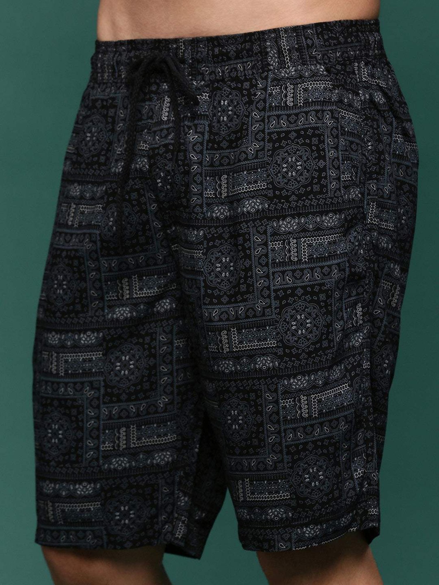 Showoff Black Cotton Regular Fit Printed Co-Ord Set