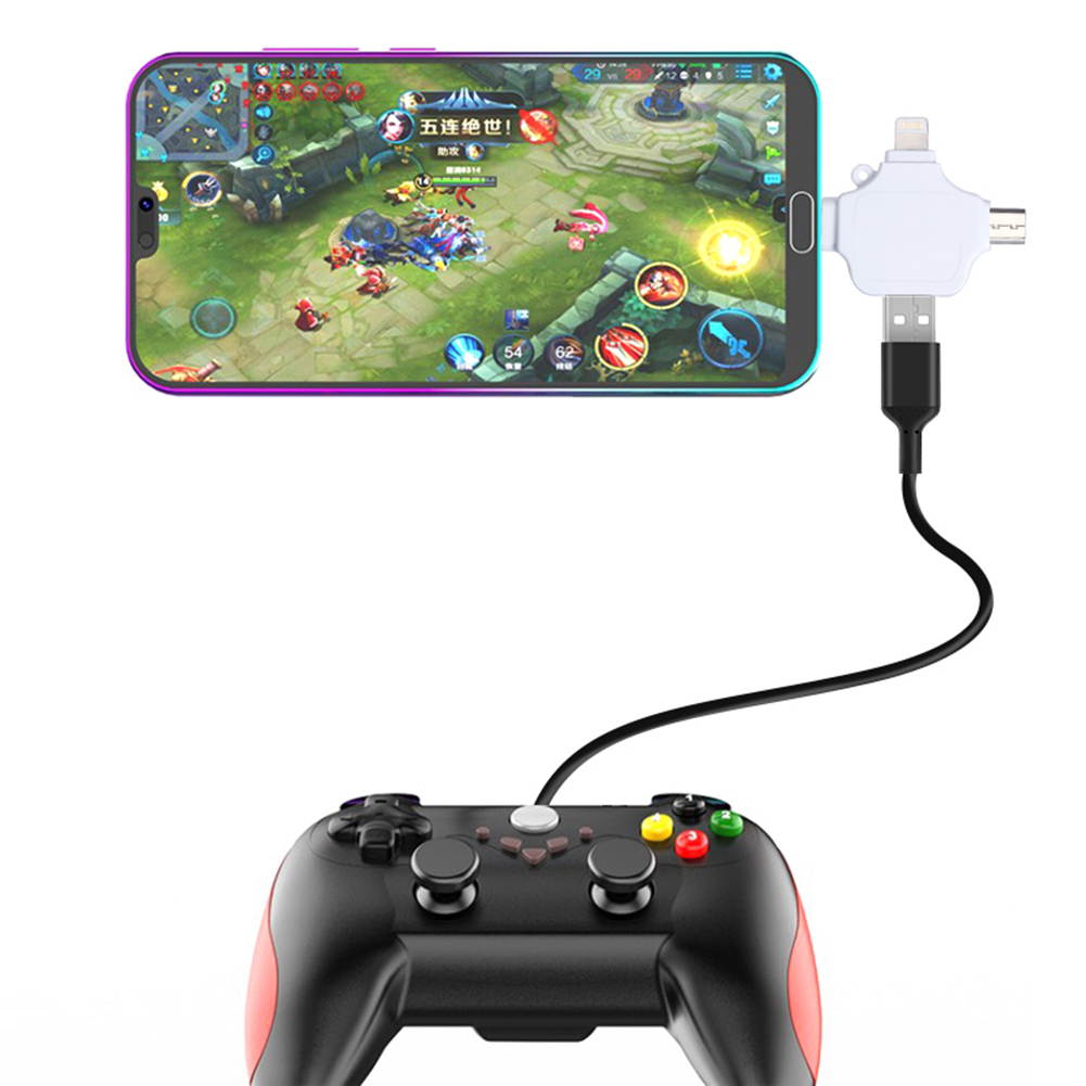 3 in 1 OTG Adapter for SD TF Card Reader Compatible with iPhone iPad, Lightning/USB Type-C/Micro-USB to USB Camera Adapter for Card Reader, Keyboard, Mouse,U Disk, USB Flash Drive(White)