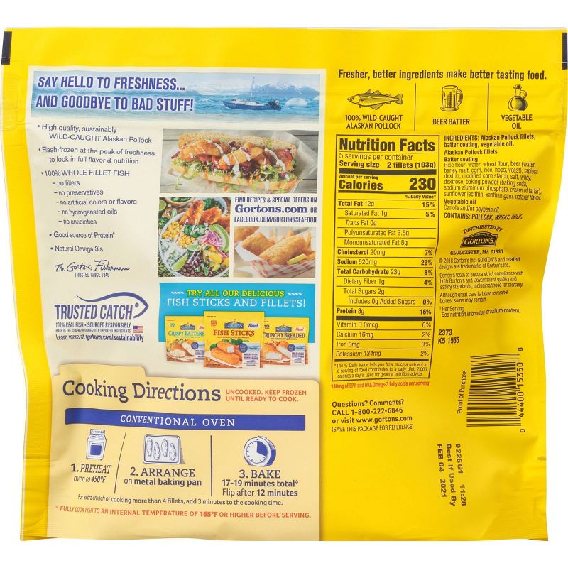 Gorton's Beer Battered Fish Fillets - Frozen - 18.2oz