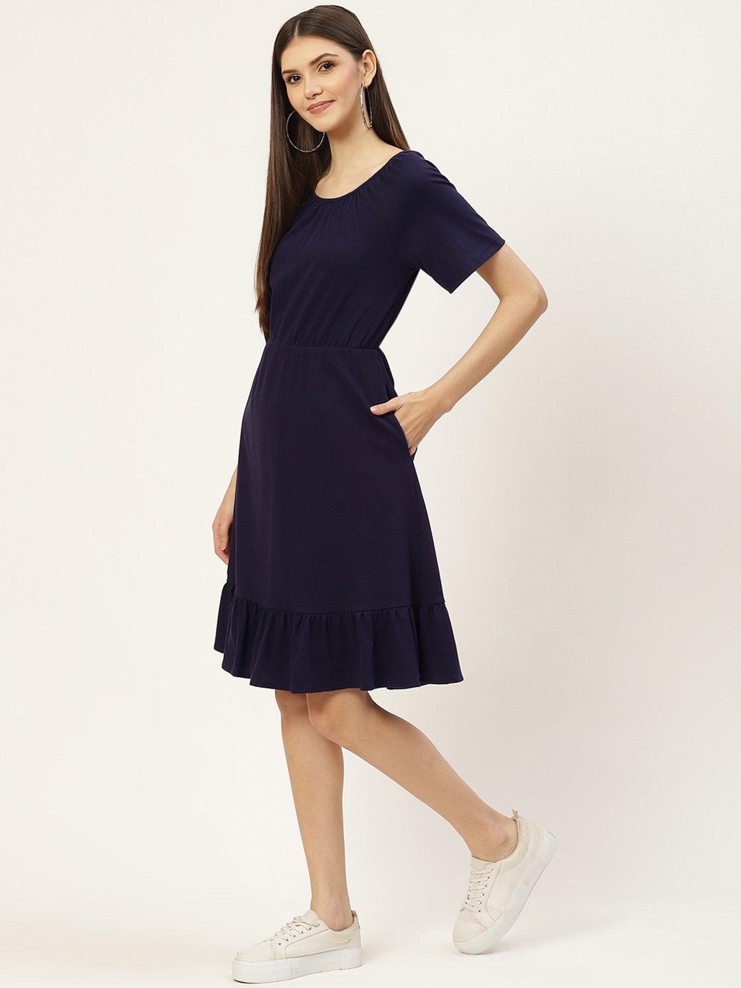 BRINNS Navy Midi A Line Dress