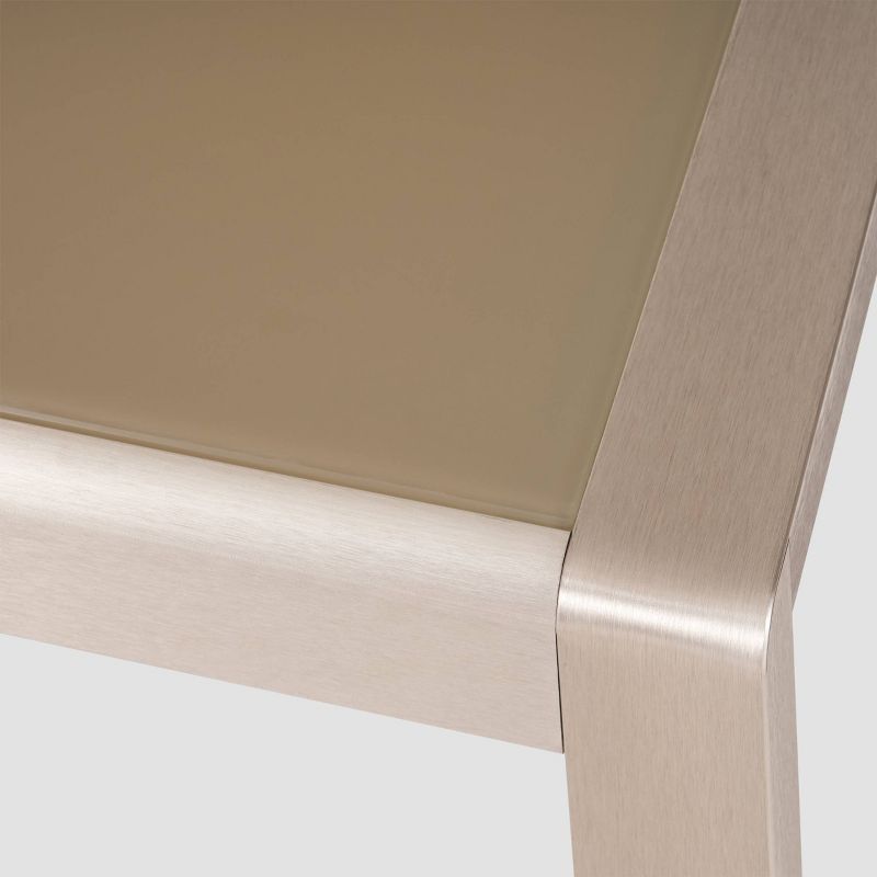 Cape Coral 11pc Aluminum Sectional Sofa Set  Silver/Khaki - Christopher Knight Home