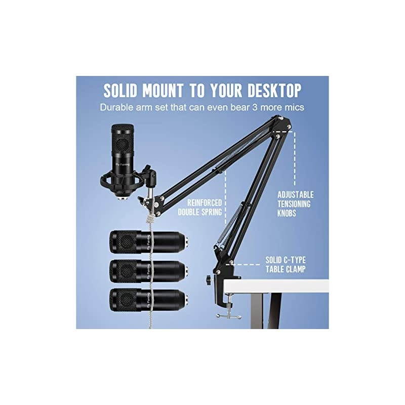 USB Microphone Kit,  Cardioid Condenser Microphone Kit with 192KHZ/30Bit Studio Mic Sound Chipset Scissor Arm, Plug & Play Recording Microphone for PC Gaming Streaming Podcasting YouTube