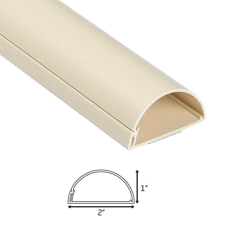 TV Cable Raceway Large On Wall Cord Cover Beige 39 Inch Channel to Hide and Conceal Cords and Wires 2 Inches Wide by 1 Inch High