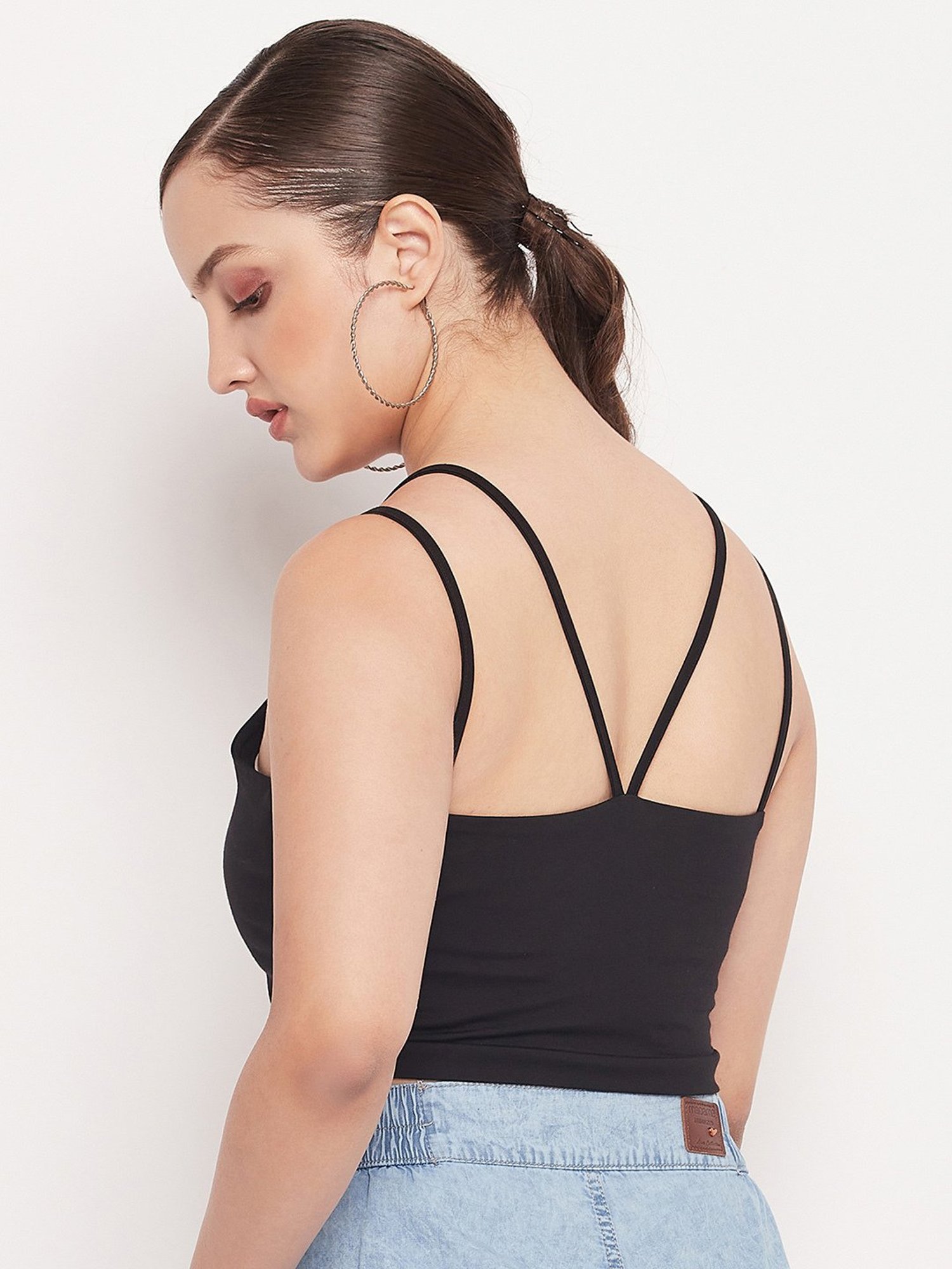 MADAME Black Relaxed Fit Crop Top