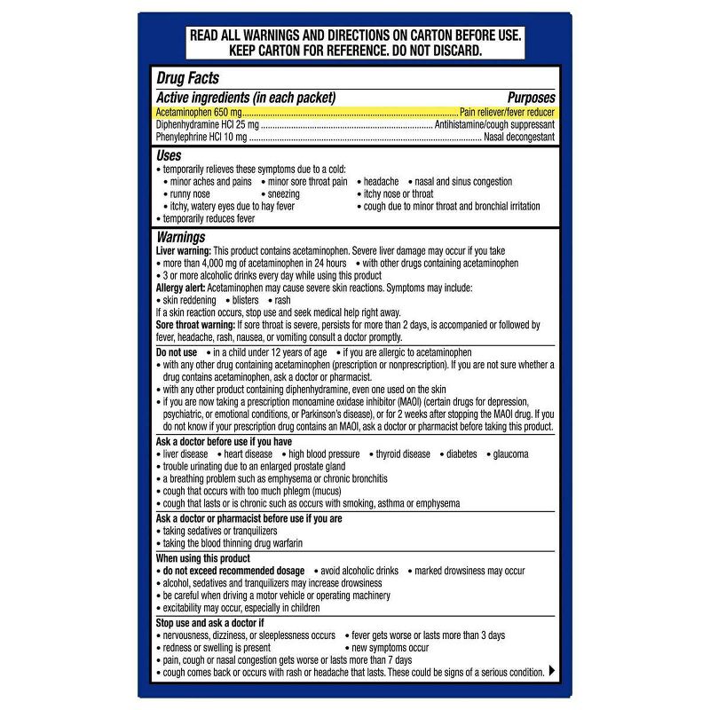 Theraflu Nighttime Severe Cold & Cough Relief Powder - Acetaminophen - Honey Lemon - 6ct