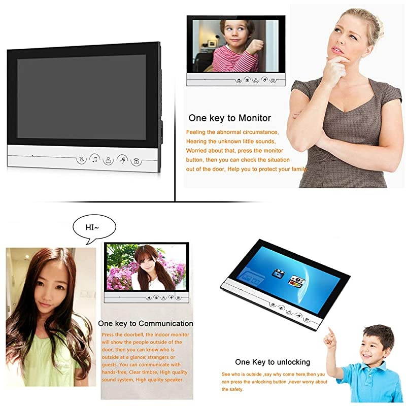 Wired Video Doorbell Intercom System 9 Inches Monitor Video Doorbell Door Phone Kits with HD Camera Support Unlock Monitoring DualWay Intercom for Villa Home Office Apartment