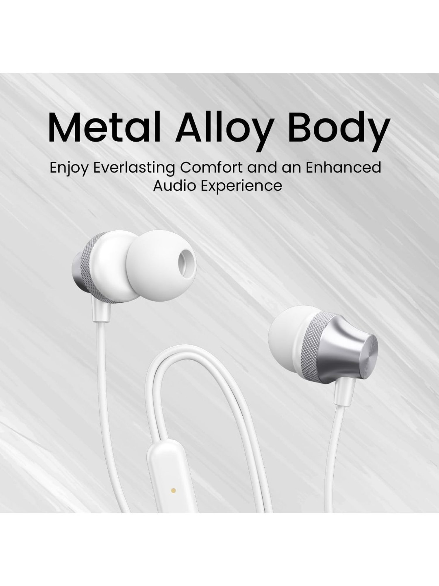 Portronics Conch Beat C in Ear Wired Earphones with Mic, Type C Audio Jack, 10mm Driver (Silver)