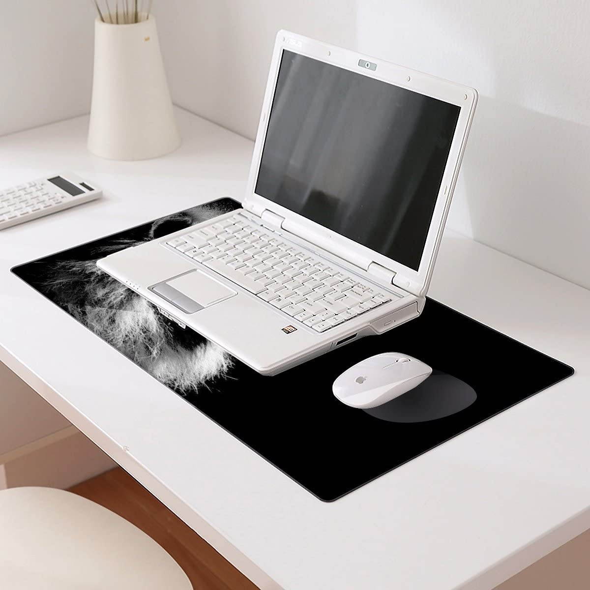 Large Gaming Mouse Pad Lonely-Lion with Edge Stitching|Extended XXL Size, Heavy|Thick, Waterproof & Foldable Mat for Desktop,Laptop,Keyboard, 31.5"x11.8"x0.15"Desk Pad with High Resolution by Qisan