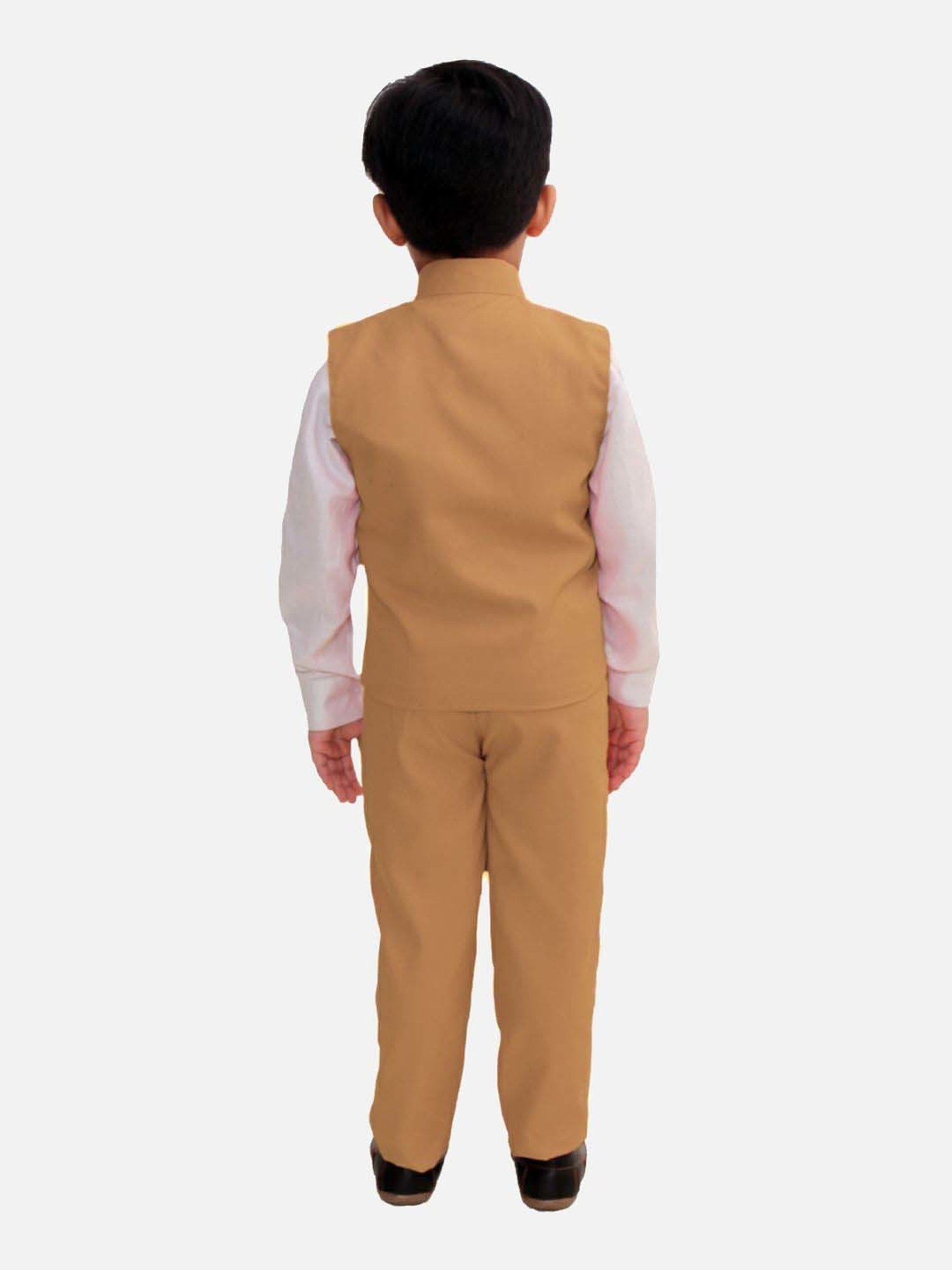 Fourfolds Boys Mustard Solid Full Sleeves Clothing Set