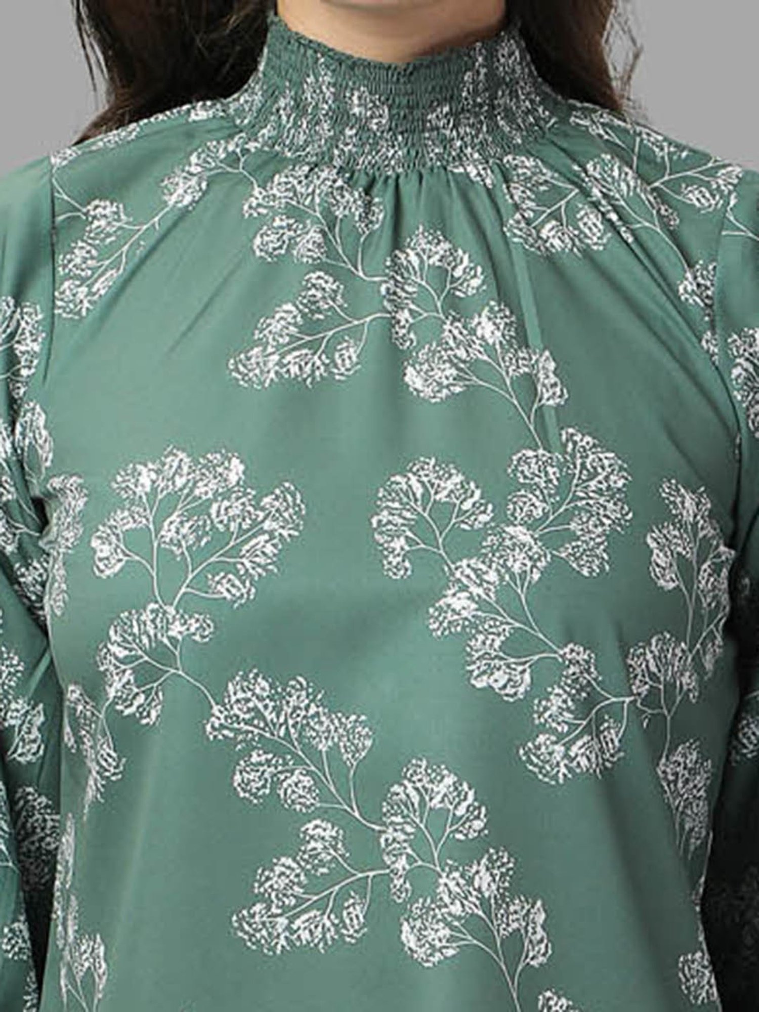 MASAKALI.CO Green Floral Print Top