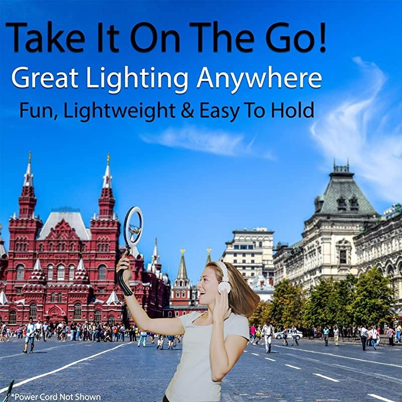 12" LED Selfie Ring Light with Desktop Phone Tripod, Compatible with iPhone & Android, 3 Color Modes, Premium Adjustable Camera Stand, Flexible Legs, Wireless Bluetooth Remote, USB Powered