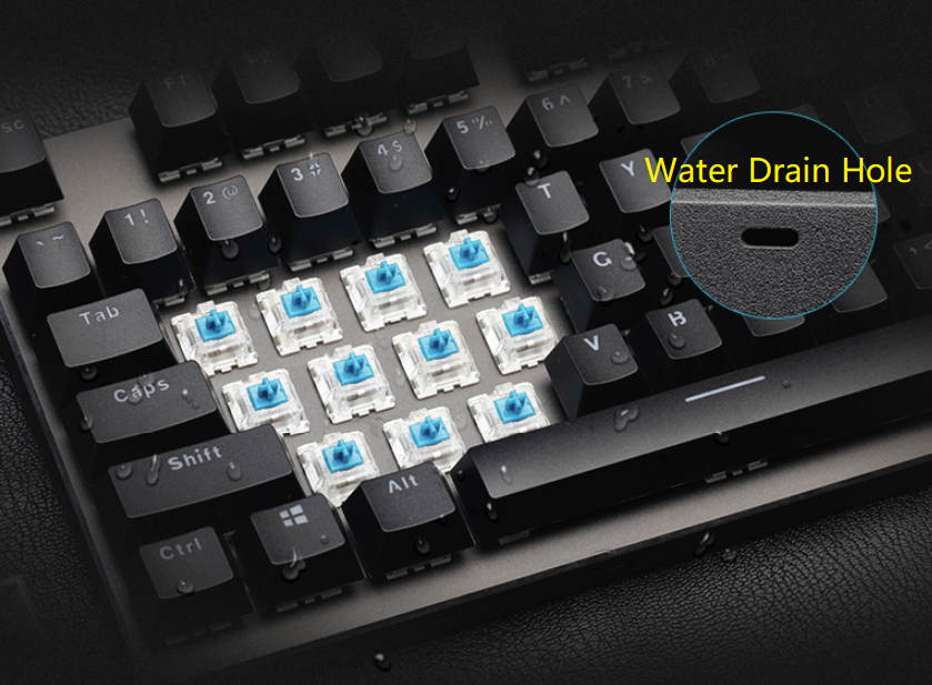 Rapoo V700S Alloy Version, N-key Rollover, Ergonomic Design, Cool Exterior Waterproof USB Wired Black Mechanical Gaming Keyboard-Mixed Colors Backlit