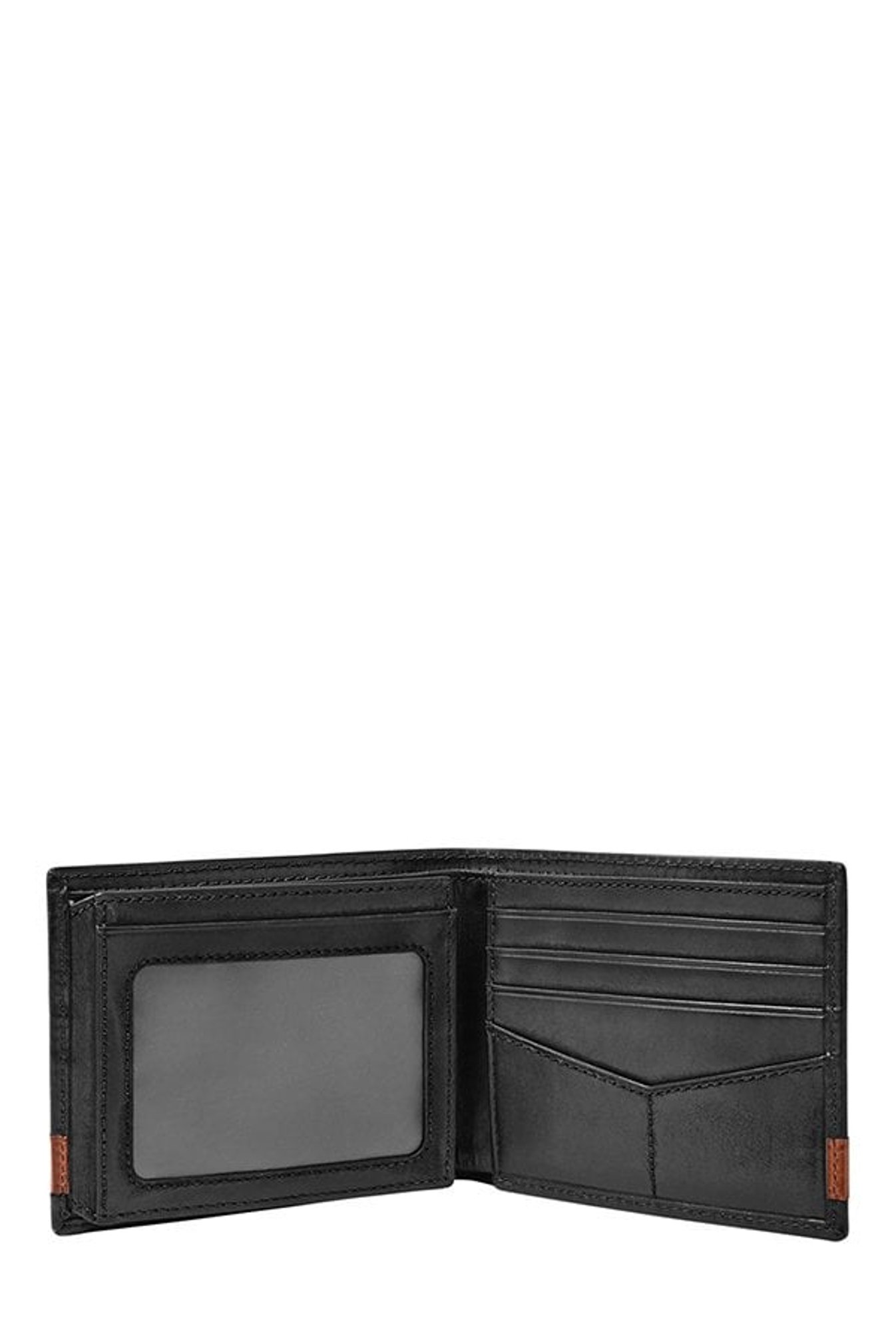 Fossil Black & Tan Panelled Leather Bi-Fold Wallet