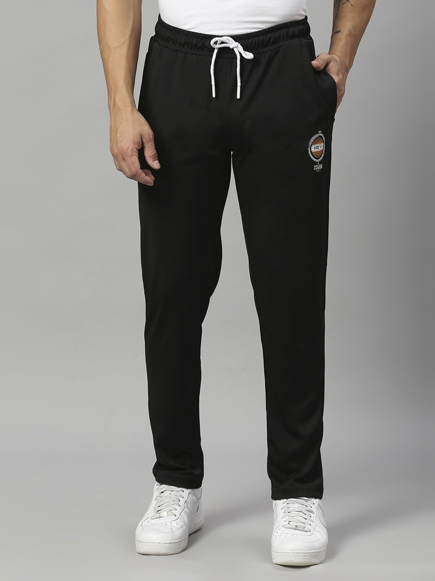 Fitz Black Slim Fit Sports Trackpants