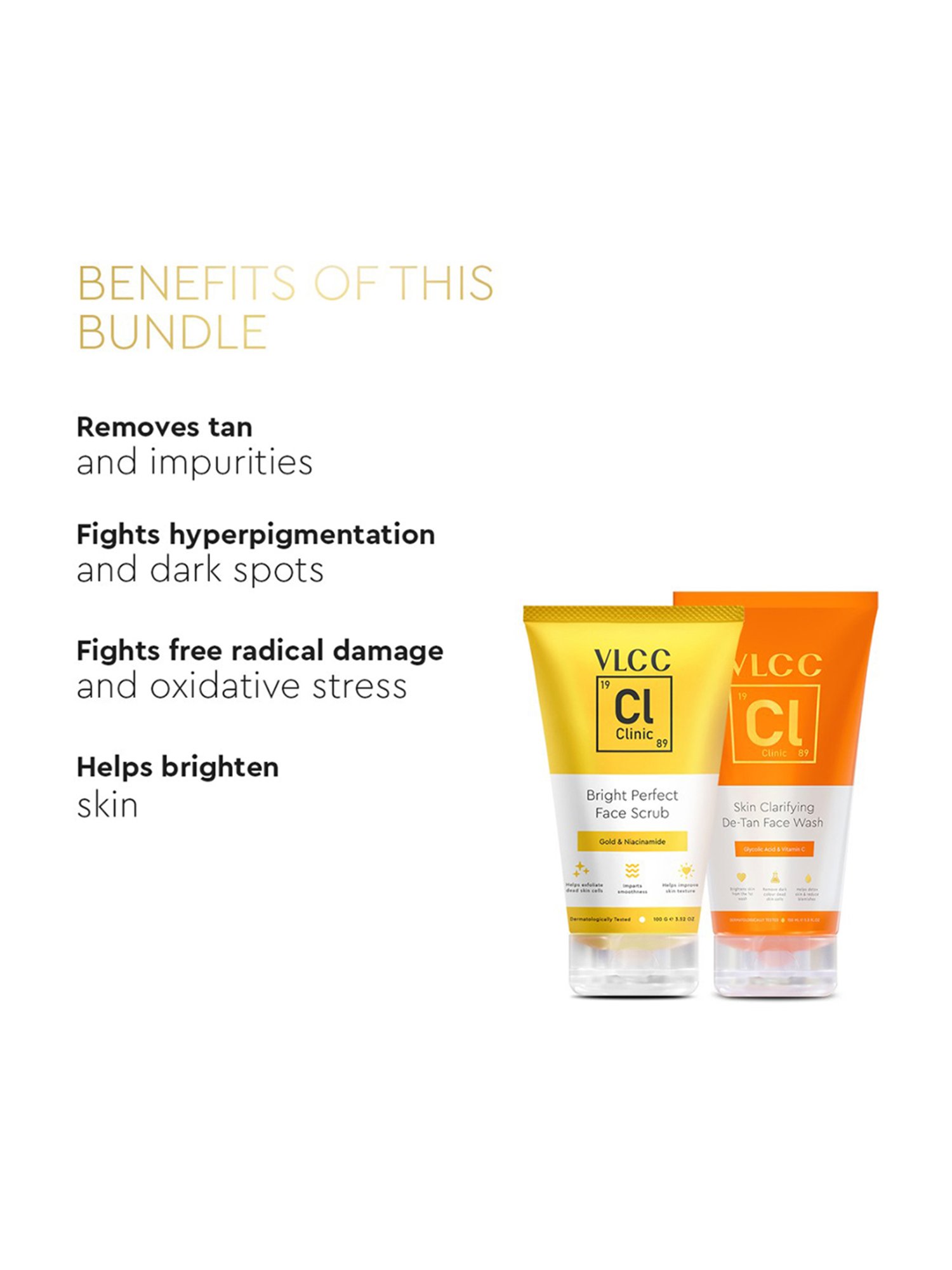 VLCC Clinic Skin Clarifying De-Tan Face Wash & Bright Perfect Face Scrub Combo
