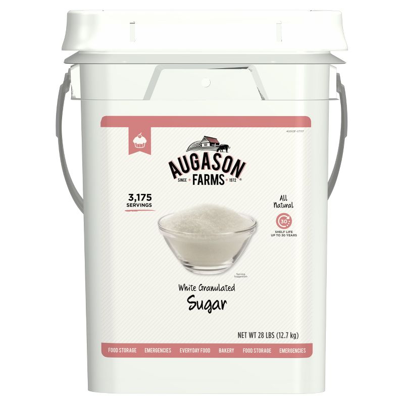 Augason Farms Gluten Free White Granulated Sugar - 28lb Pail