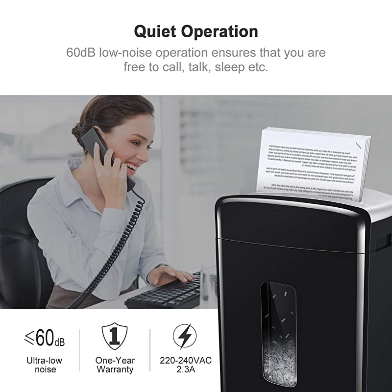 16-Sheet Micro-Cut Paper and Credit Card Shredder, 20 Minutes Running Time, 60 dB Low Operation Noise, 6.6 Gallons Basket and 4 Casters (C222-B)