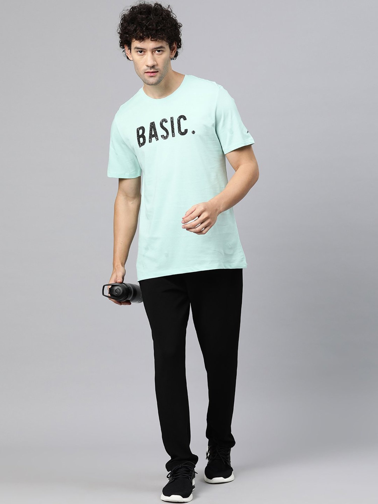 ALCIS Sea Green Anti Static Regular Fit Printed Sports T-Shirt
