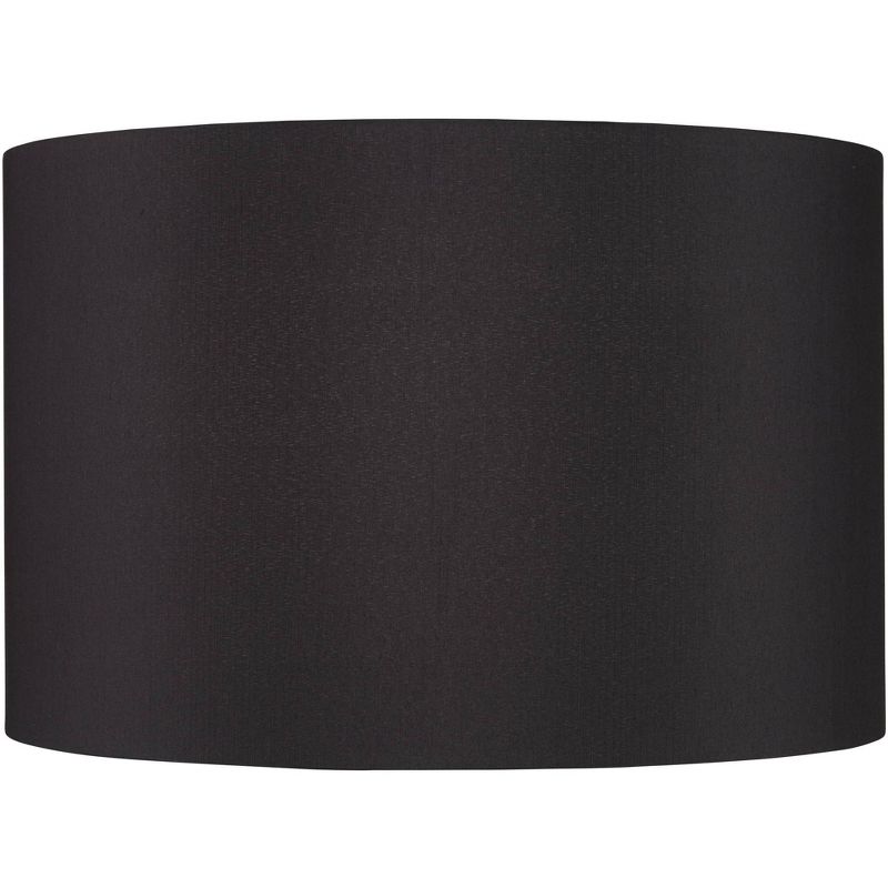 Springcrest Black Faux Silk Large Drum Lamp Shade 17" Top x 17" Bottom x 11" Slant x 11" High (Spider) Replacement with Harp and Finial
