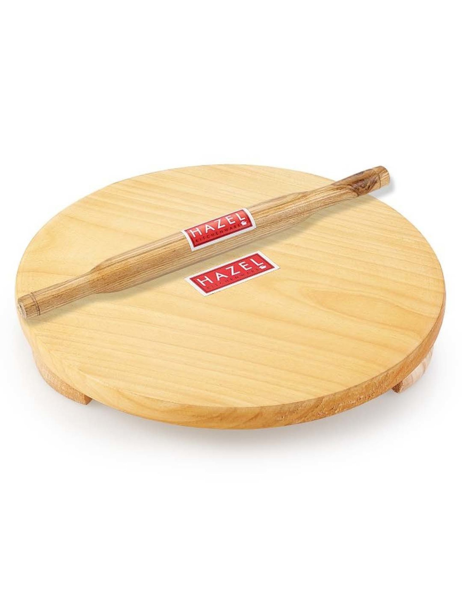HAZEL Brown Wood 21 cm Small Polpat Roti Roller Combo