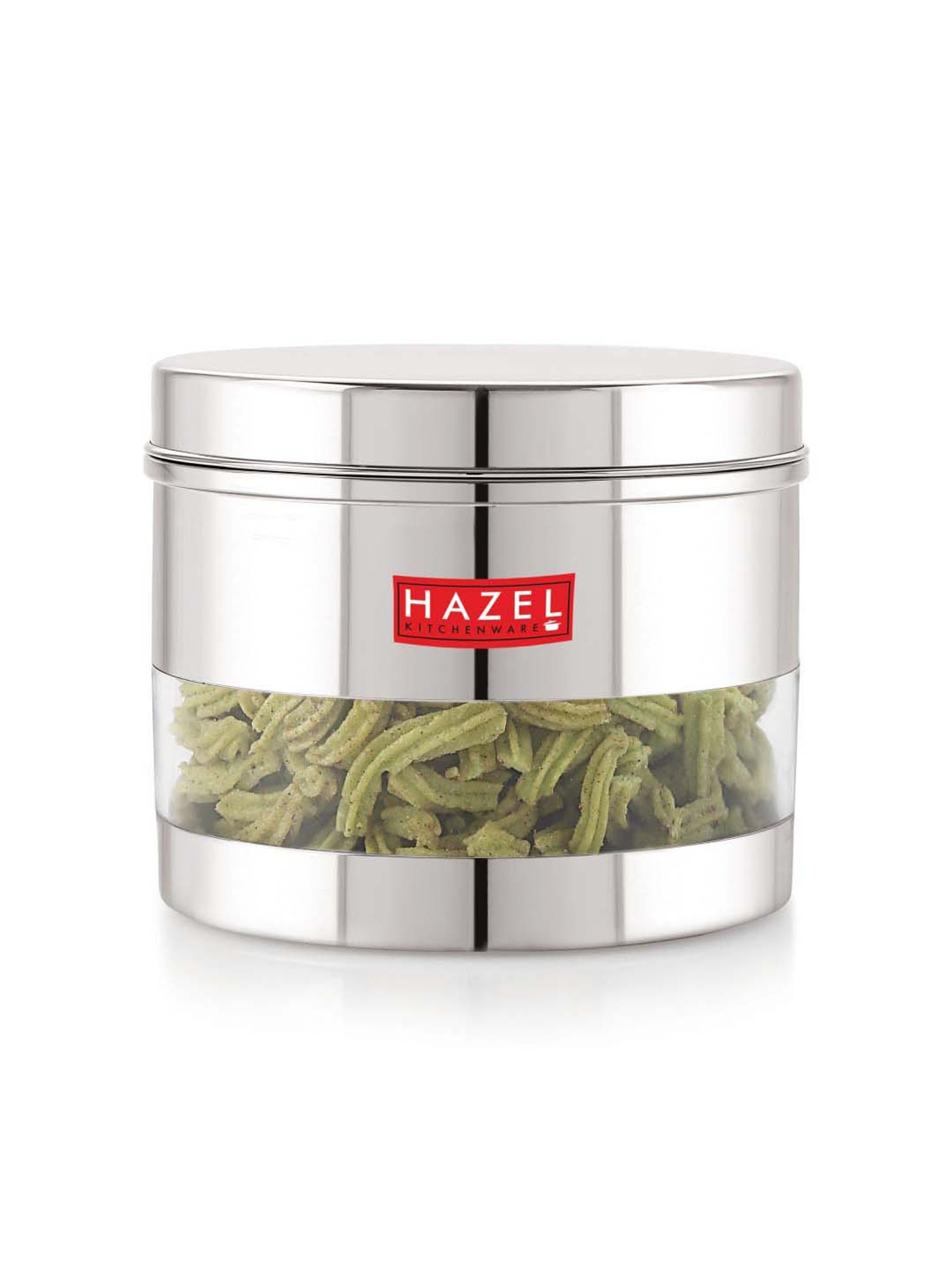 HAZEL Silver Stainless Steel Kitchen Storage Jar (1100 ml) - Set of 1
