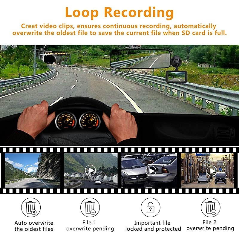 Cam2020 Upgraded Version1080P FHD Car DVR 3 Inch Driving Recorder board Camera with 170 Degree Wide Angle WDR GSensor Loop Recording