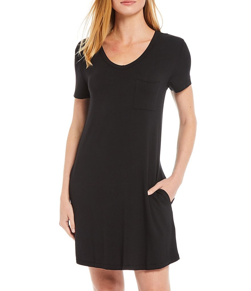 Half Moon By Modern Movement Solid Jersey Knit Lounge Tunic Dress