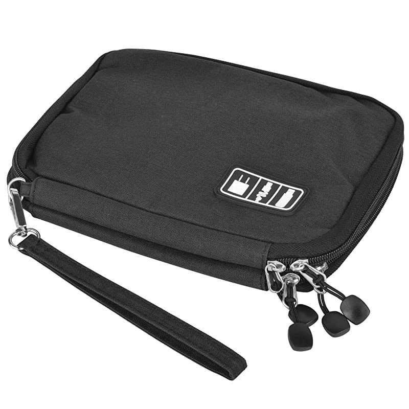 Electronic Organizer Travel Cable Organizer Electronics Accessories Cases for 7.9'' iPad Mini, Cables, Chargers, Travel USB Chargers, Cellphones, SD Card Black (Black)