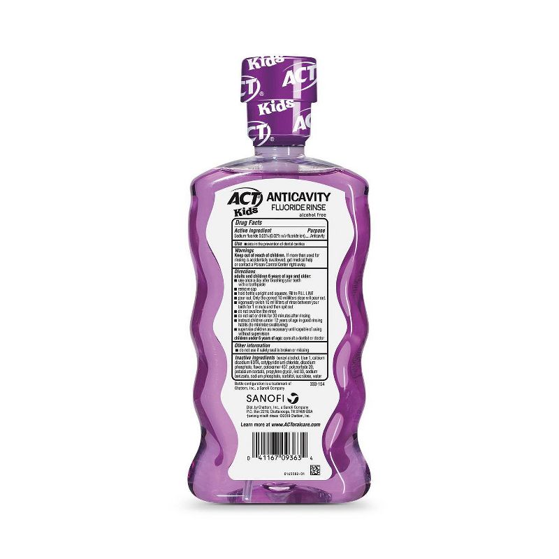 ACT Kids Anti-Cavity Fluoride Rinse Groovy Grape Children's Mouthwash with Fluoride & Exact Dosage Meter - 16.9 fl oz