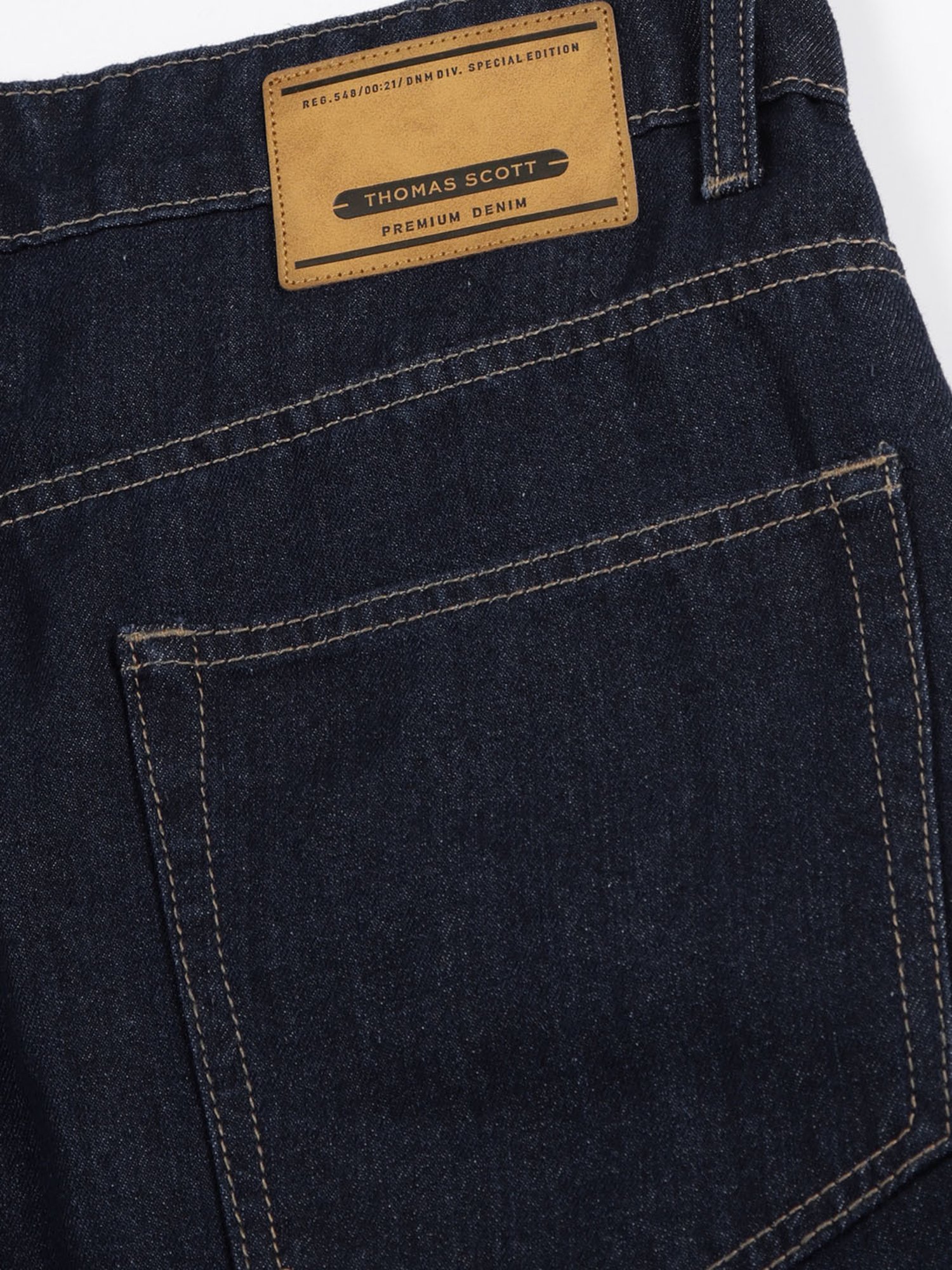 Thomas Scott Dark Blue Cotton Loose fit Solid Jeans